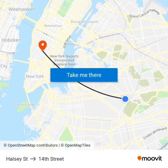 Halsey St to 14th Street map