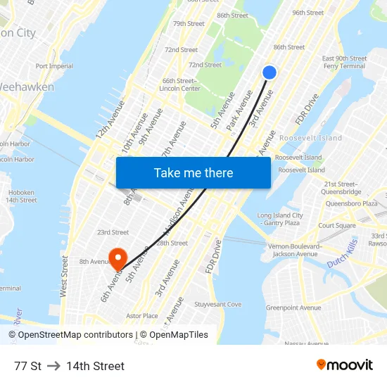 77 St to 14th Street map