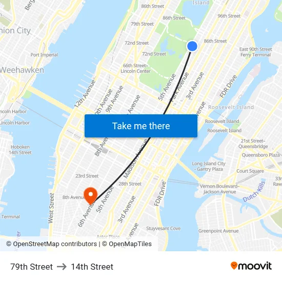 79th Street to 14th Street map