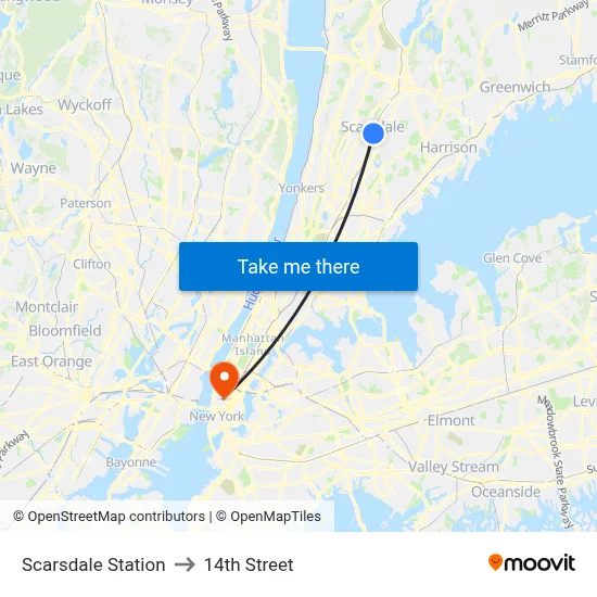 Scarsdale Station to 14th Street map