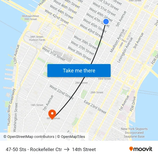 47-50 Sts - Rockefeller Ctr to 14th Street map