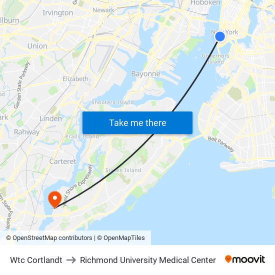 Wtc Cortlandt to Richmond University Medical Center map