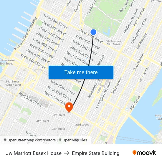 Jw Marriott Essex House to Empire State Building map