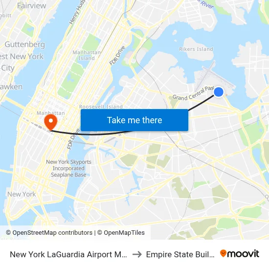New York LaGuardia Airport Marriott to Empire State Building map