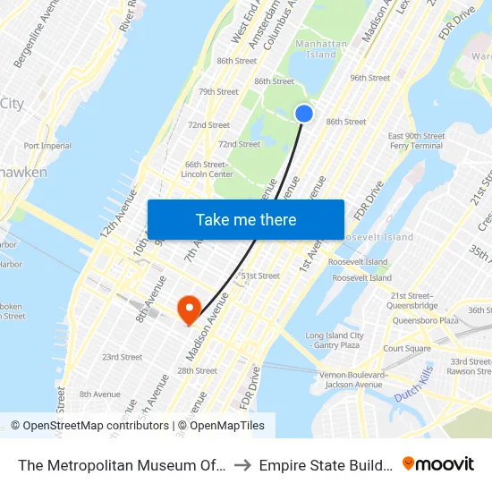 The Metropolitan Museum Of Art to Empire State Building map