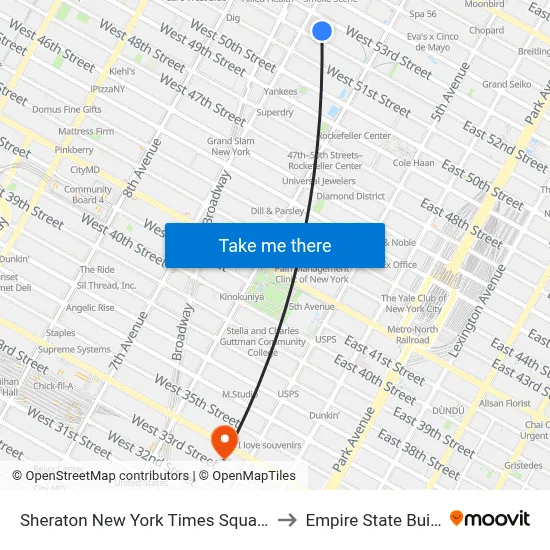Sheraton New York Times Square Hotel to Empire State Building map