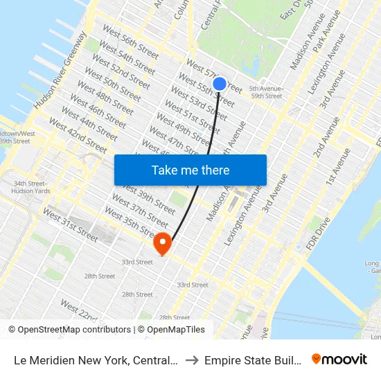 Viceroy to Empire State Building map