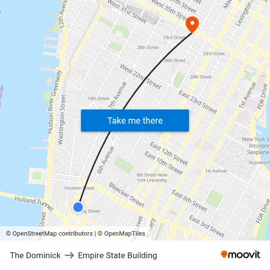 The Dominick to Empire State Building map