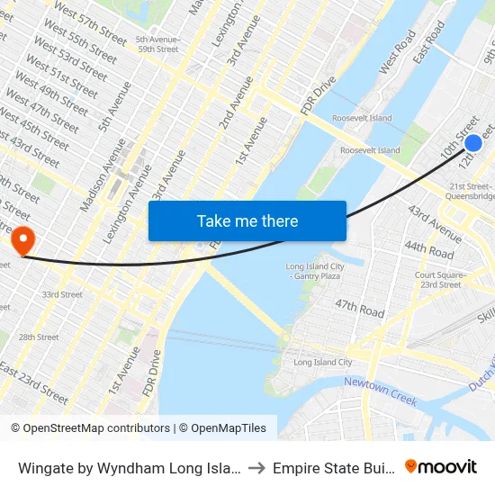 Wingate by Wyndham Long Island City to Empire State Building map