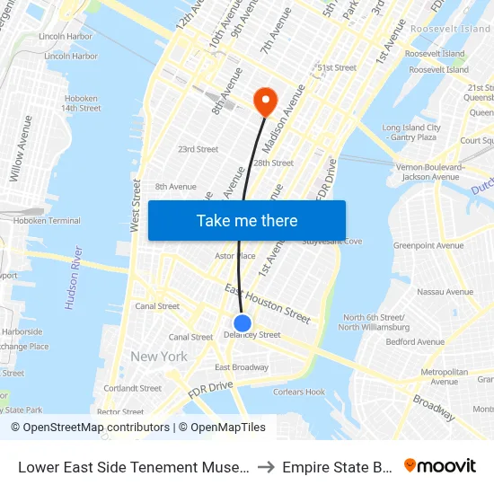 Lower East Side Tenement Museum Offices to Empire State Building map