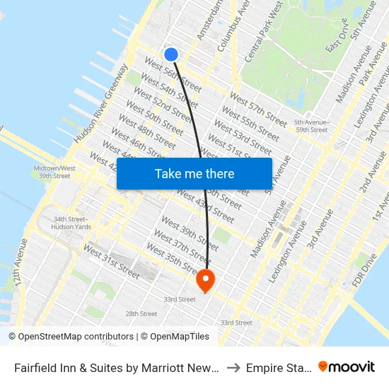 Fairfield Inn & Suites by Marriott New York Manhattan/Central Park to Empire State Building map