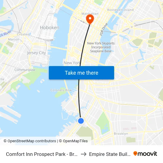 Comfort Inn Prospect Park - Brooklyn to Empire State Building map