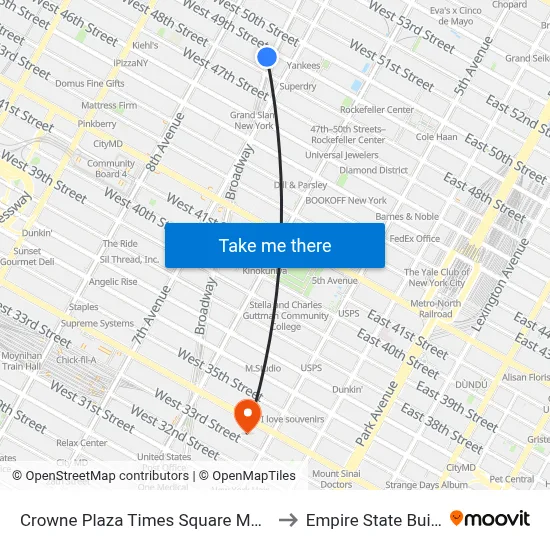 Crowne Plaza Times Square Manhattan to Empire State Building map