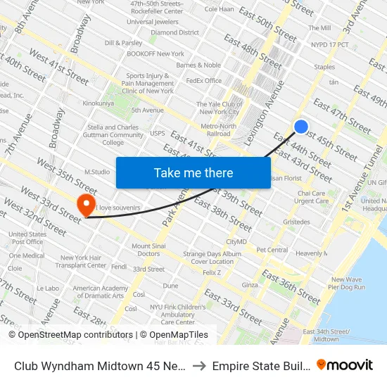 Club Wyndham Midtown 45 New York to Empire State Building map