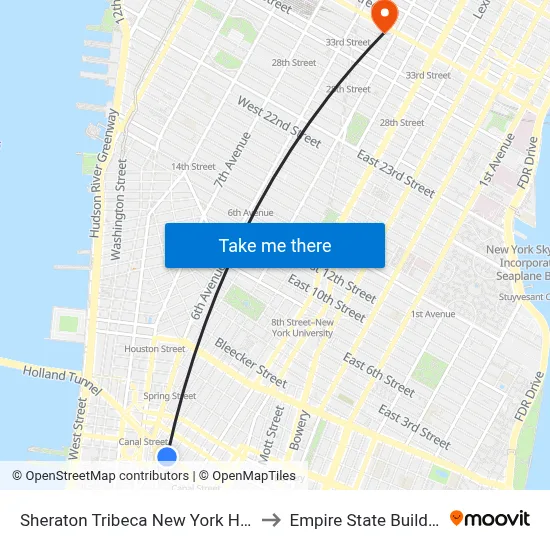 Sheraton Tribeca New York Hotel to Empire State Building map