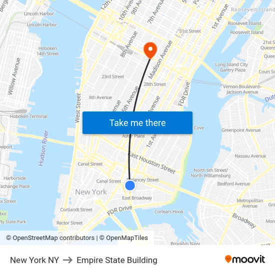 New York NY to Empire State Building map