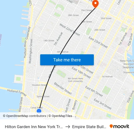 Hilton Garden Inn New York Tribeca to Empire State Building map