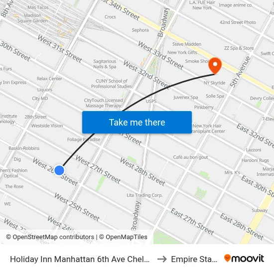 Holiday Inn Manhattan 6th Ave Chelsea an IHG Hotel New York to Empire State Building map