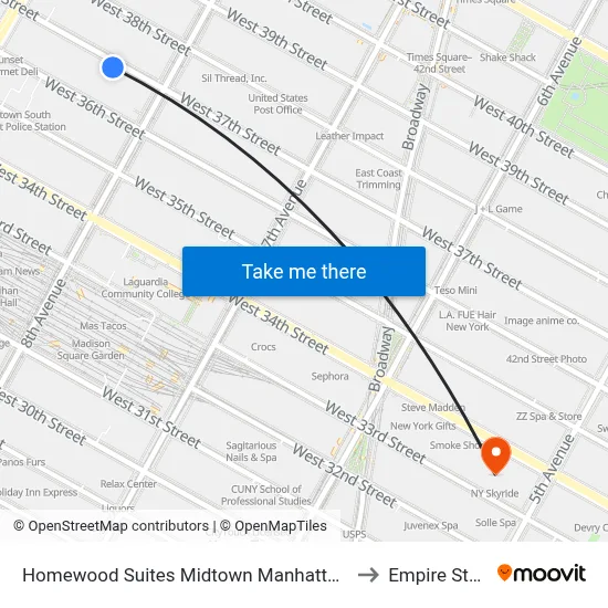 Homewood Suites Midtown Manhattan Times Square South New York to Empire State Building map