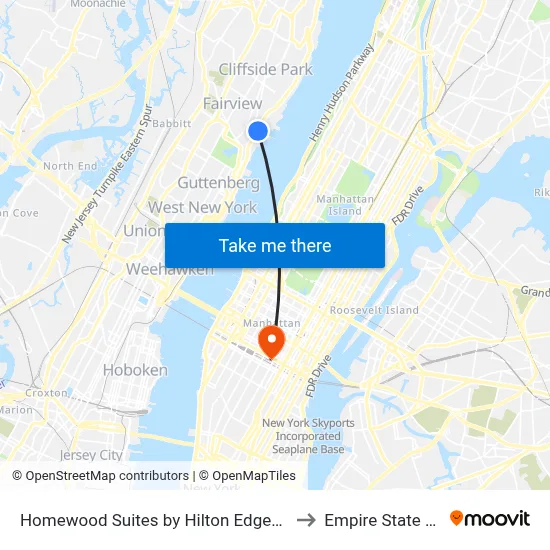 Homewood Suites by Hilton Edgewater NYC Area to Empire State Building map