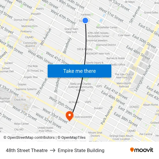 48th Street Theatre to Empire State Building map