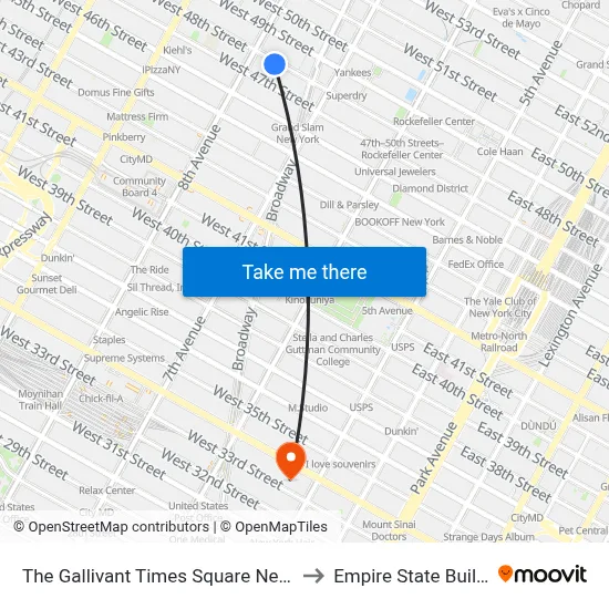 The Gallivant Times Square New York to Empire State Building map