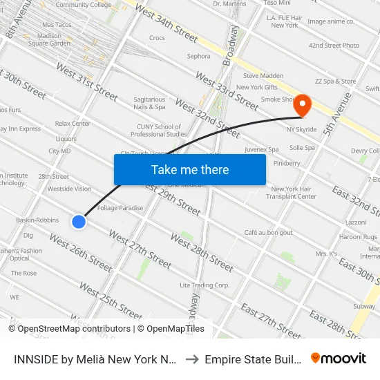 INNSIDE by Melià New York Nomad to Empire State Building map