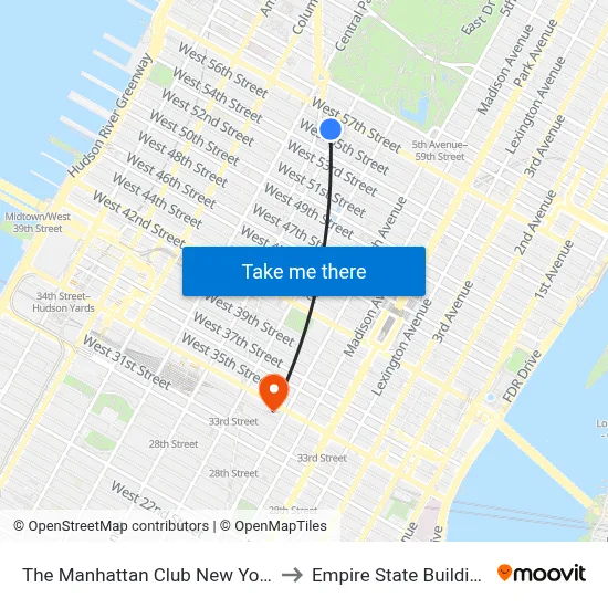 The Manhattan Club New York to Empire State Building map