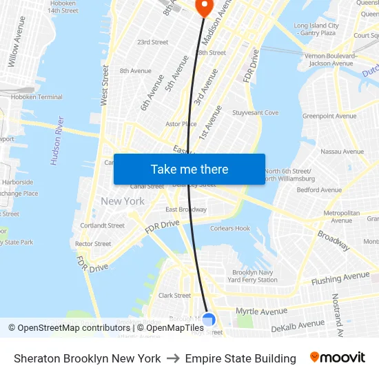 Sheraton Brooklyn New York to Empire State Building map