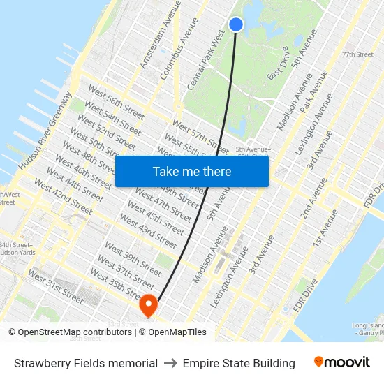 Strawberry Fields memorial to Empire State Building map