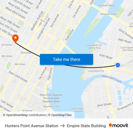 Hunters Point Avenue Station to Empire State Building map