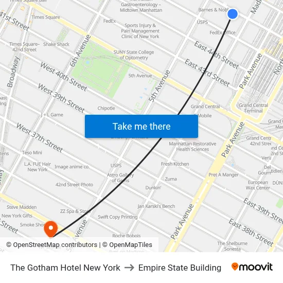 The Gotham Hotel New York to Empire State Building map