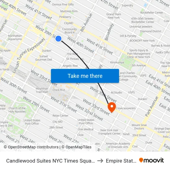 Candlewood Suites NYC Times Square an IHG Hotel New York to Empire State Building map
