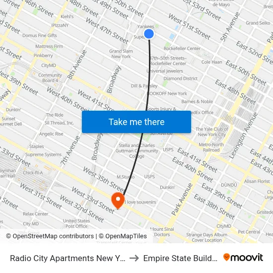 Radio City Apartments New York to Empire State Building map