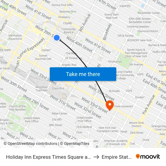 Holiday Inn Express Times Square an IHG Hotel New York to Empire State Building map