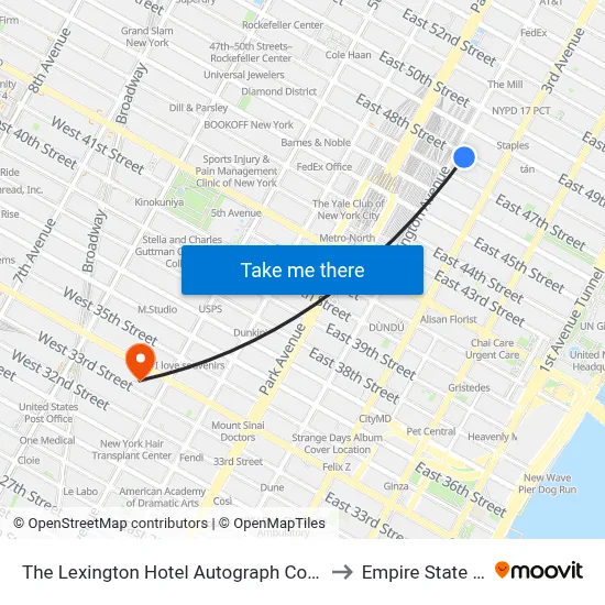 The Lexington Hotel Autograph Collection New York to Empire State Building map