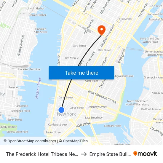 The Frederick Hotel Tribeca New York to Empire State Building map