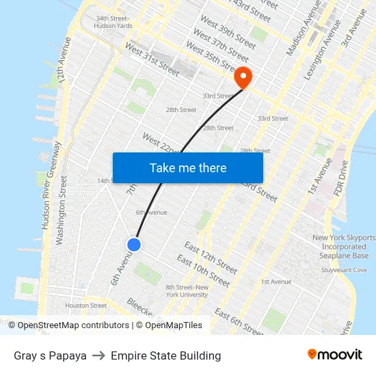 Gray s Papaya to Empire State Building map