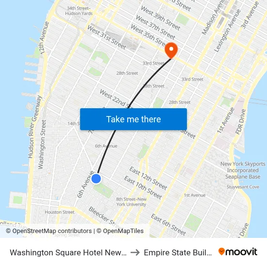 Washington Square Hotel New York to Empire State Building map