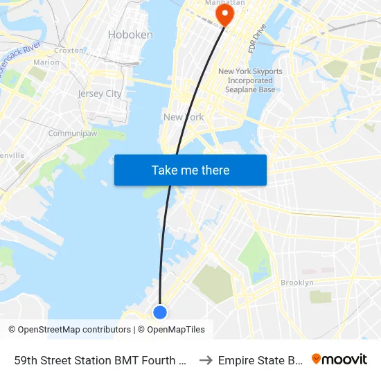 59th Street Station BMT Fourth Avenue Line to Empire State Building map