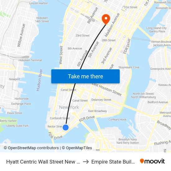 Hyatt Centric Wall Street New York to Empire State Building map