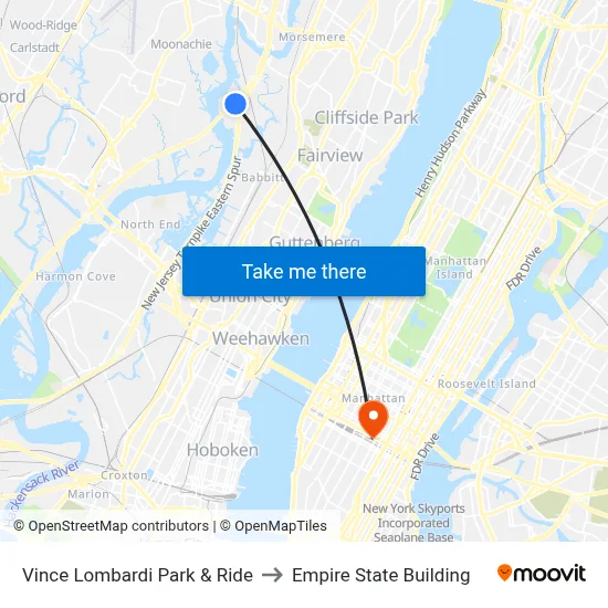 Vince Lombardi Park & Ride to Empire State Building map