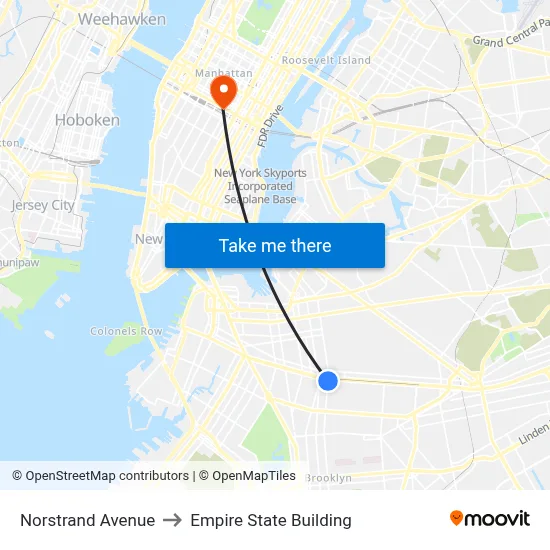Norstrand Avenue to Empire State Building map