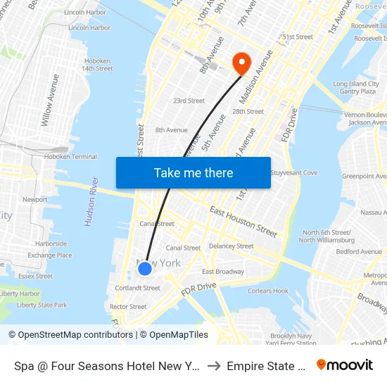 Spa @ Four Seasons Hotel New York Downtown to Empire State Building map