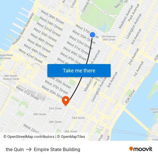 the Quin to Empire State Building map