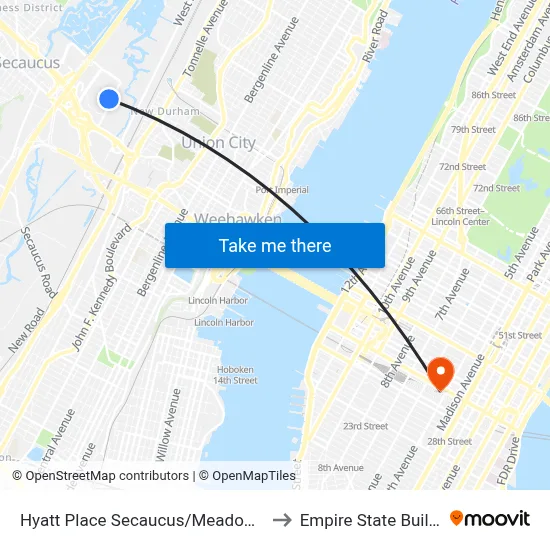 Hyatt Place Secaucus/Meadowlands to Empire State Building map