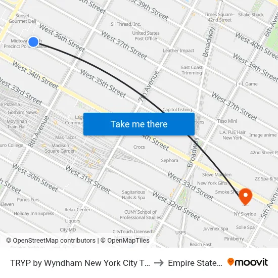 TRYP by Wyndham New York City Times Square South to Empire State Building map