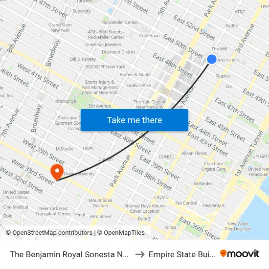 The Benjamin Royal Sonesta New York to Empire State Building map
