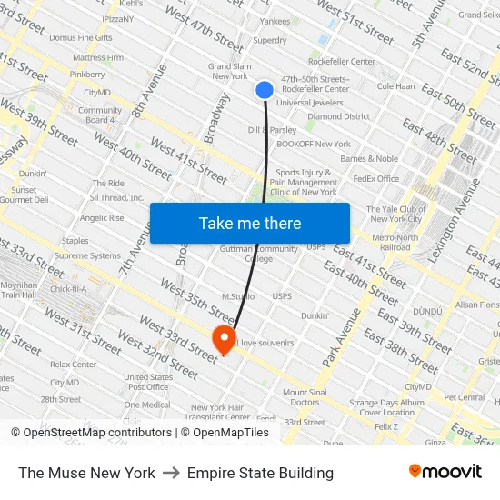 The Muse New York to Empire State Building map