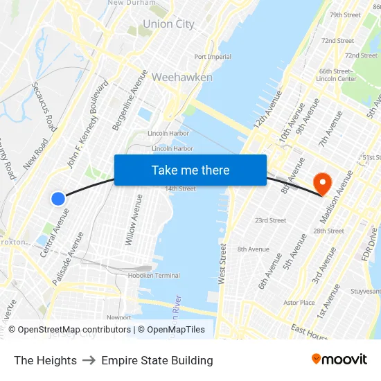 The Heights to Empire State Building map